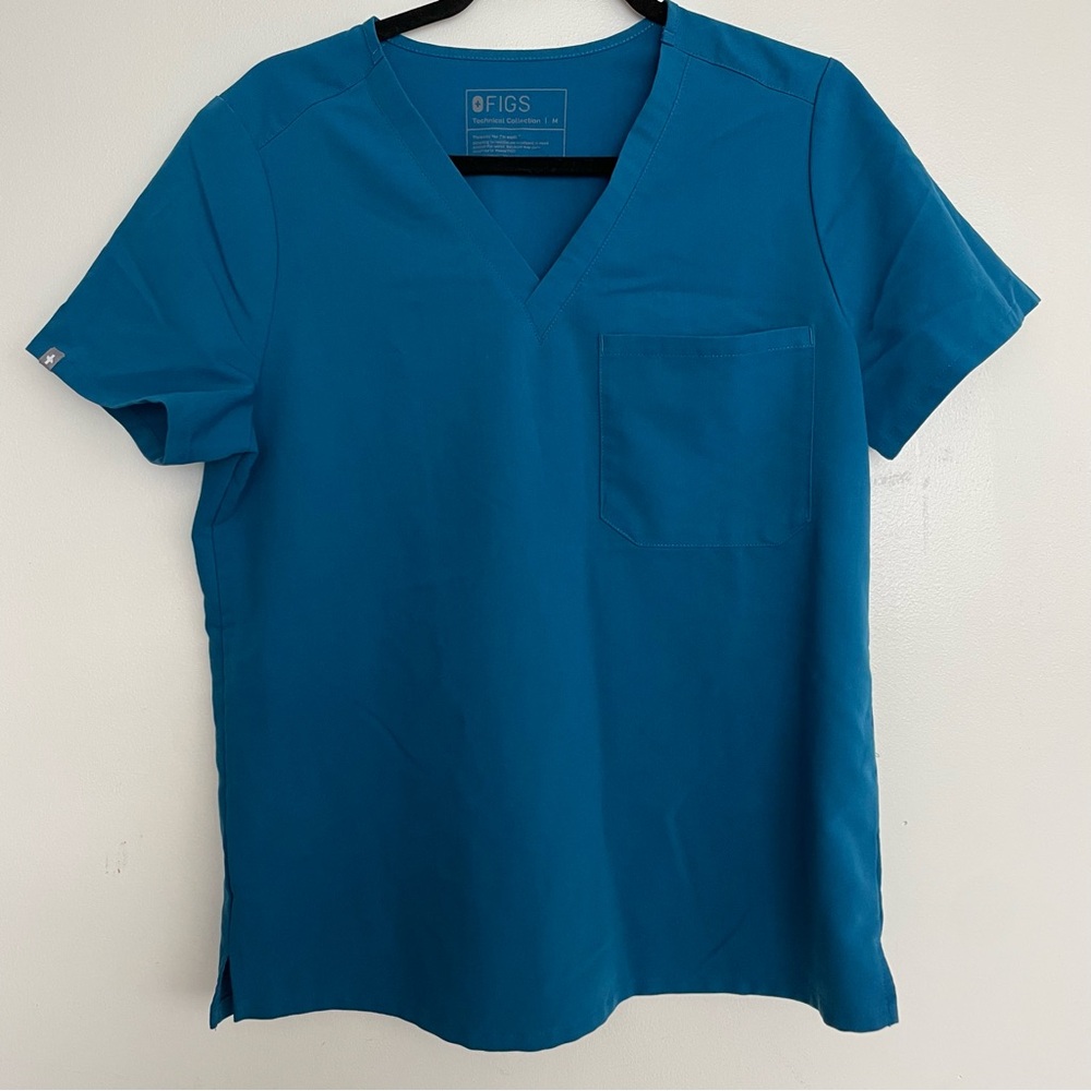 Women’s FIGS Catarina One-Pocket Scrub Top Alps Blues 1652 Size M
